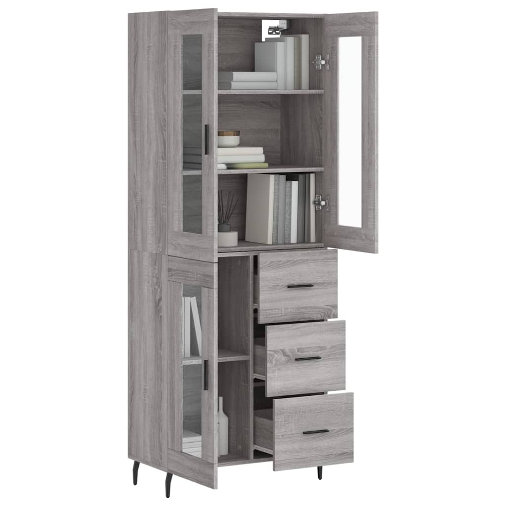 vidaXL Aparador alto madera contrachapada gris sonoma 69,5x34x180 cm