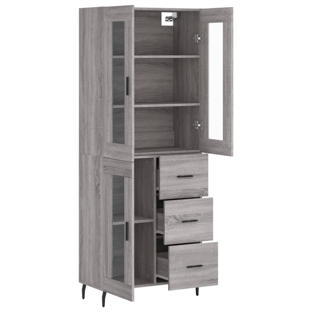 vidaXL Aparador alto madera contrachapada gris sonoma 69,5x34x180 cm