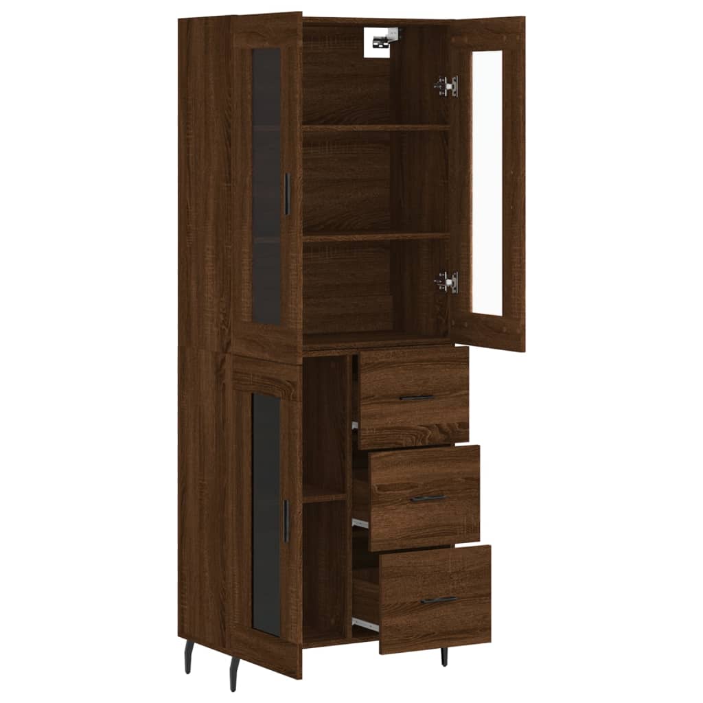 vidaXL Aparador alto madera contrachapada marrón roble 69,5x34x180 cm