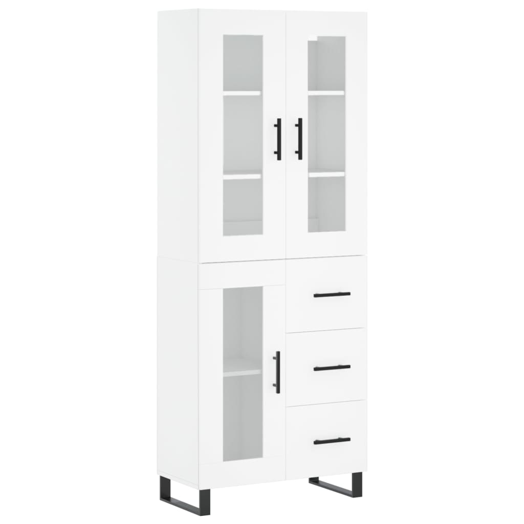 vidaXL Aparador alto madera contrachapada blanco 69,5x34x180 cm