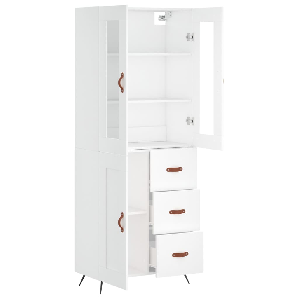 vidaXL Aparador alto madera contrachapada blanco 69,5x34x180 cm