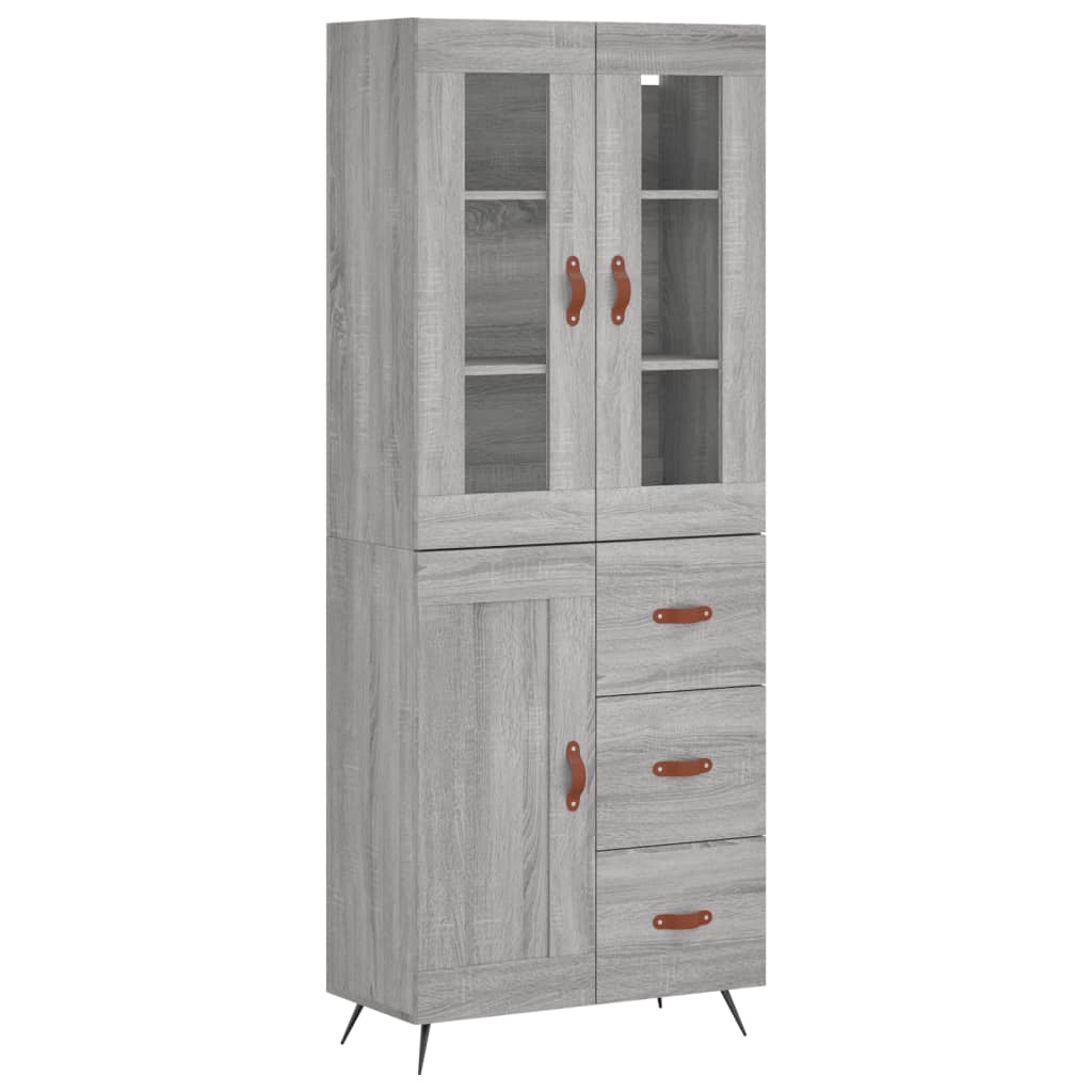 vidaXL Aparador alto madera contrachapada gris sonoma 69,5x34x180 cm