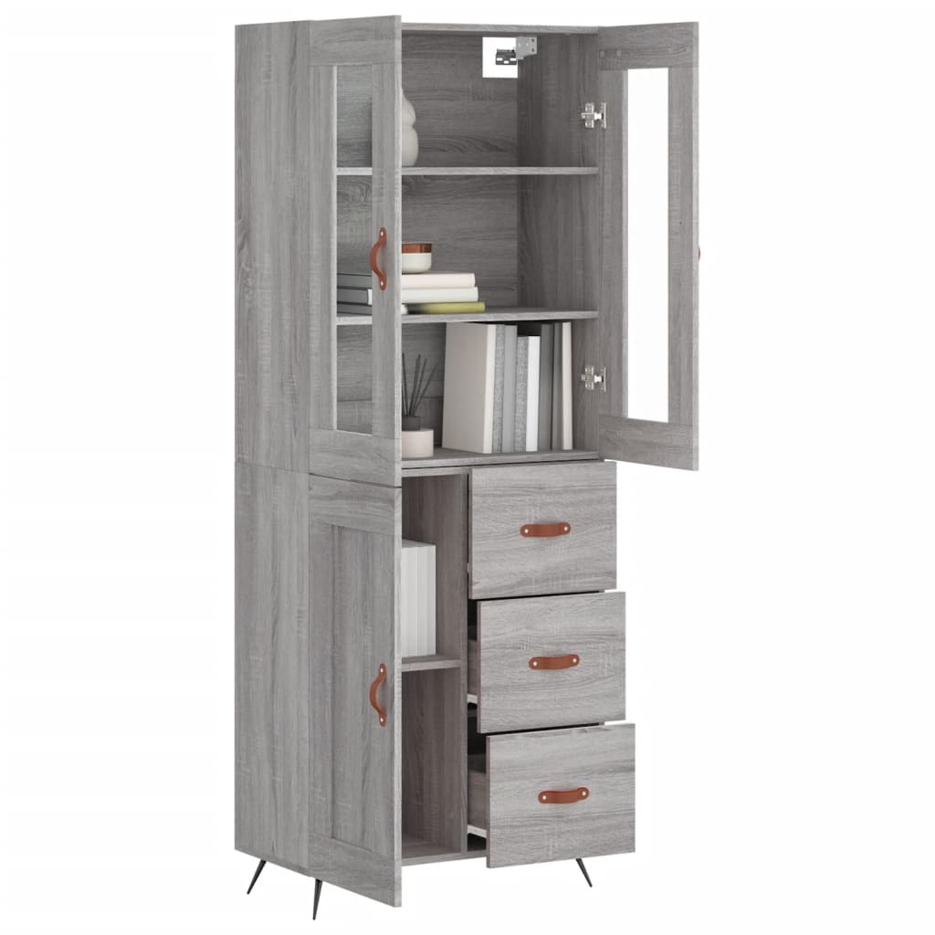 vidaXL Aparador alto madera contrachapada gris sonoma 69,5x34x180 cm