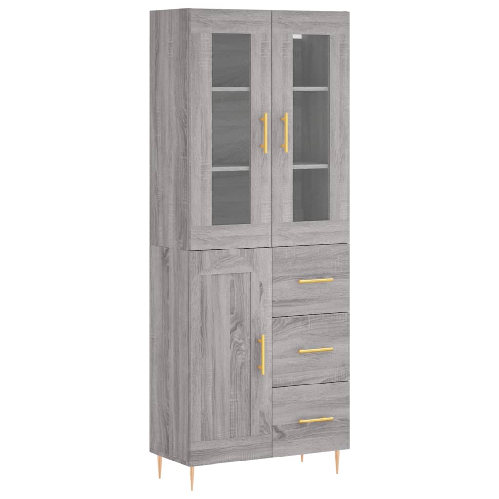 vidaXL Aparador alto madera contrachapada gris sonoma 69,5x34x180 cm