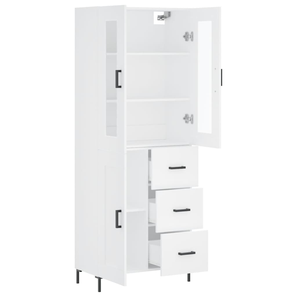 vidaXL Aparador alto madera contrachapada blanco 69,5x34x180 cm