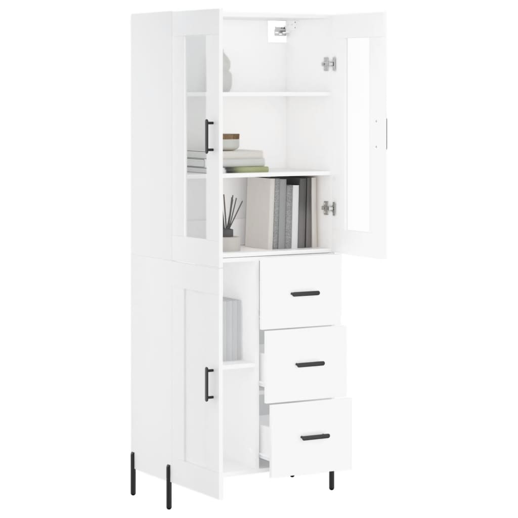 vidaXL Aparador alto madera contrachapada blanco 69,5x34x180 cm