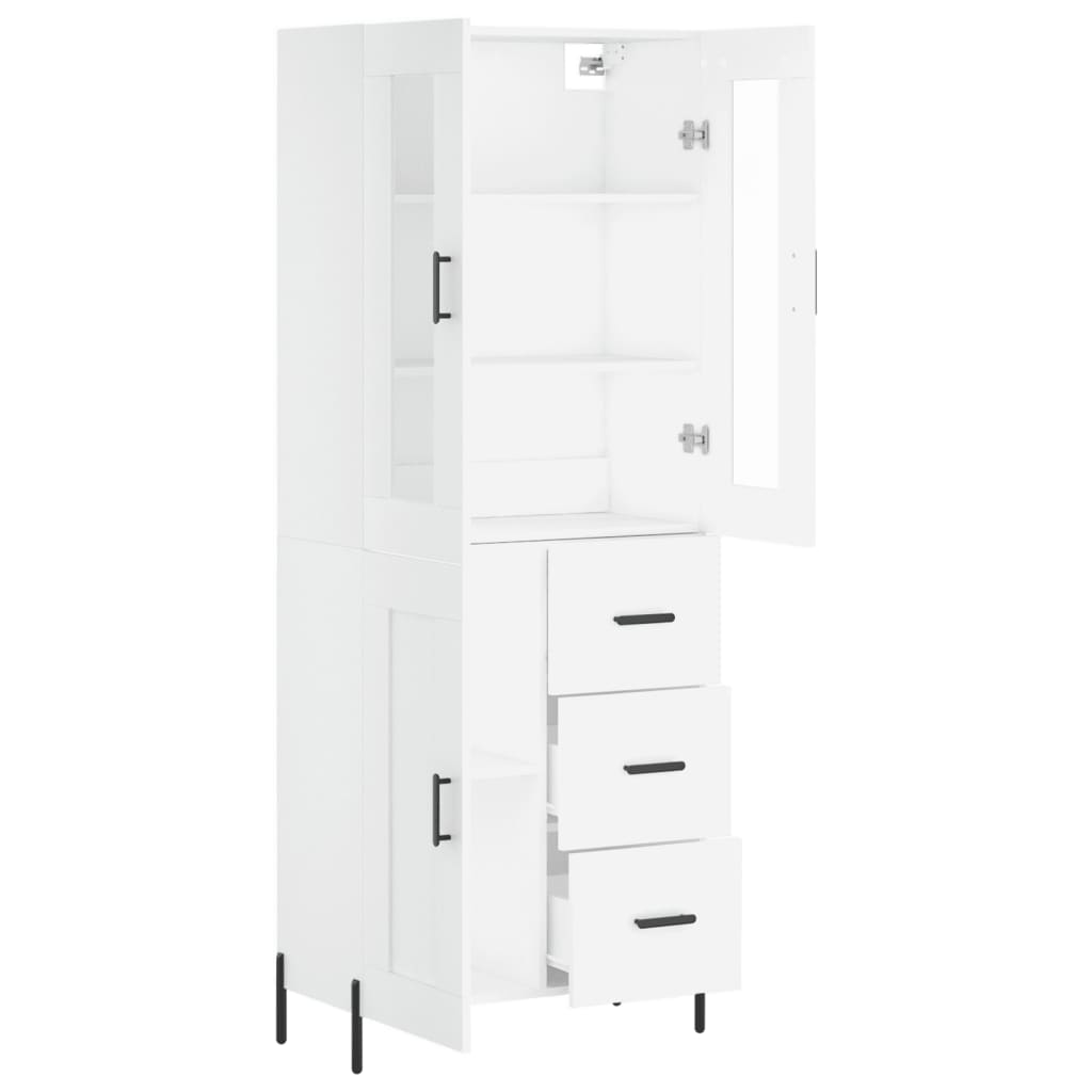 vidaXL Aparador alto madera contrachapada blanco 69,5x34x180 cm