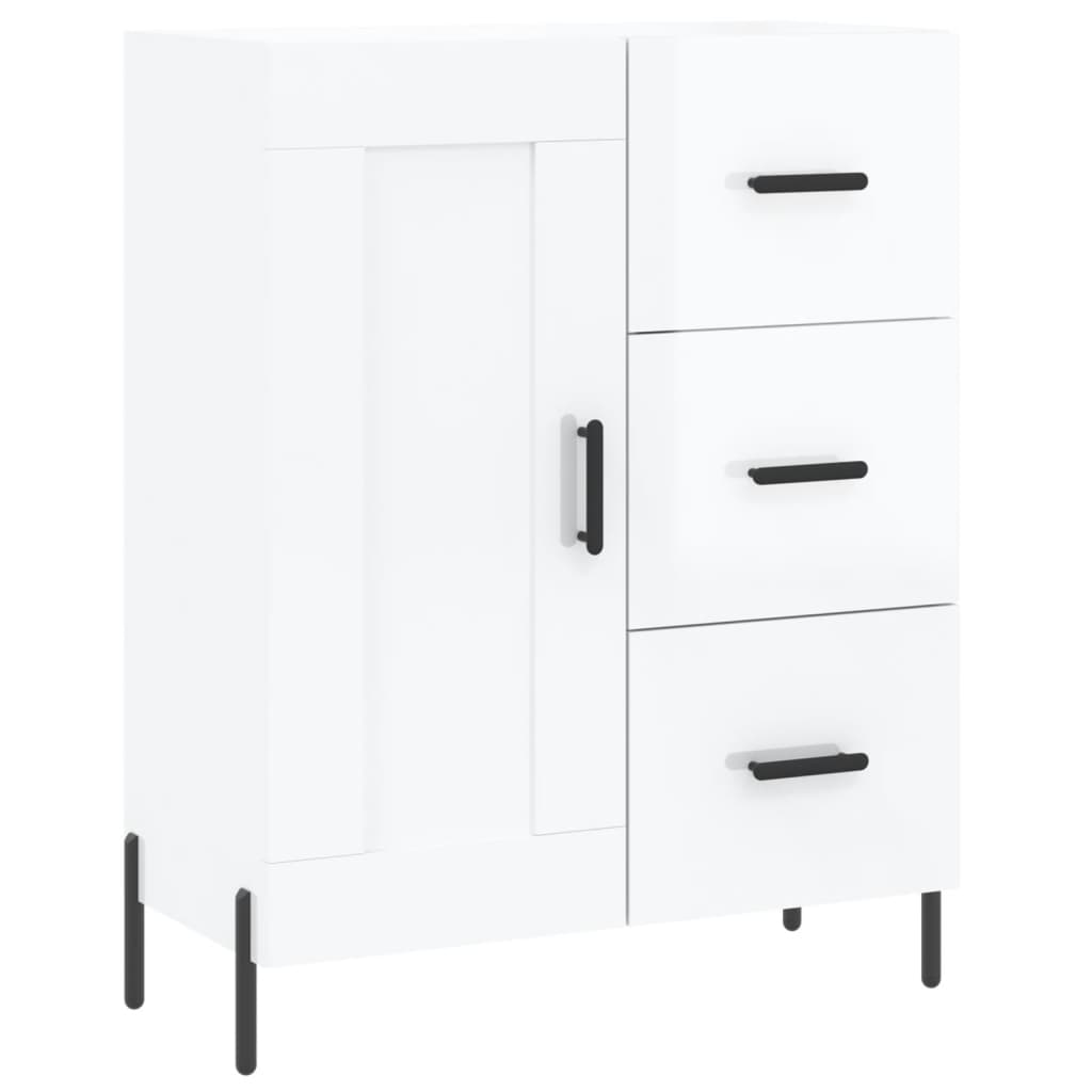 vidaXL Aparador alto madera contrachapada blanco brillo 69,5x34x180 cm