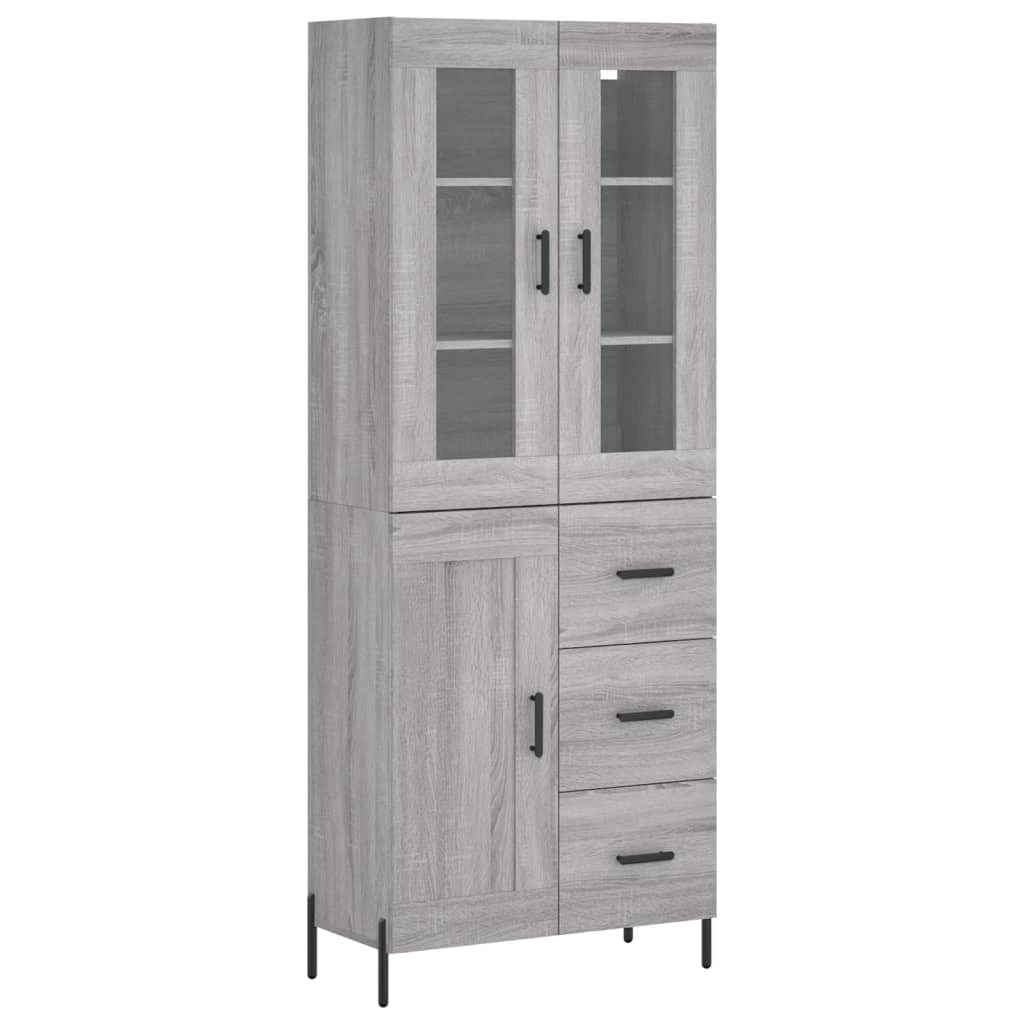 vidaXL Aparador alto madera contrachapada gris sonoma 69,5x34x180 cm