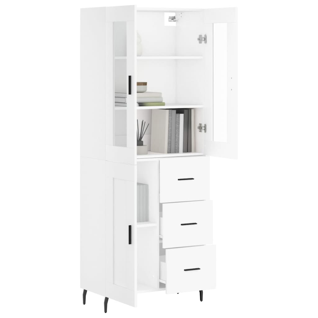 vidaXL Aparador alto madera contrachapada blanco 69,5x34x180 cm