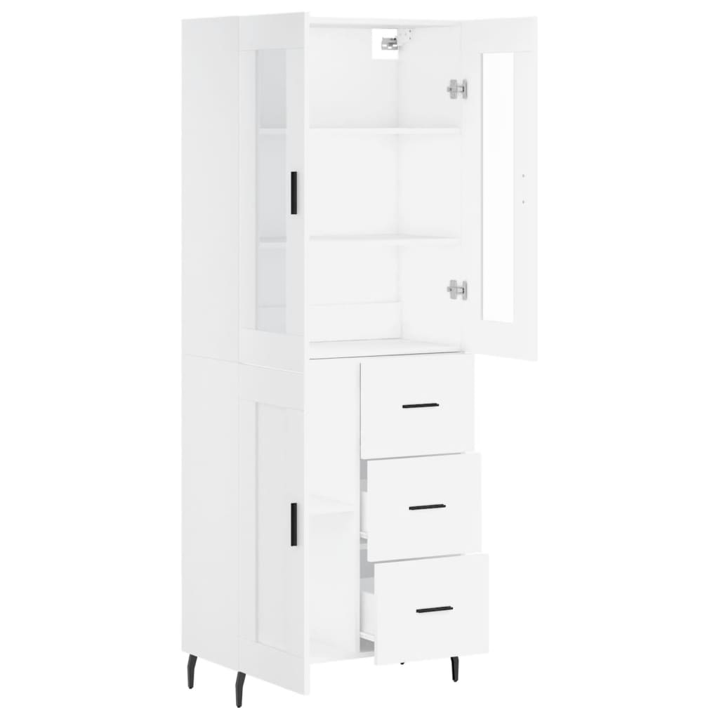 vidaXL Aparador alto madera contrachapada blanco 69,5x34x180 cm