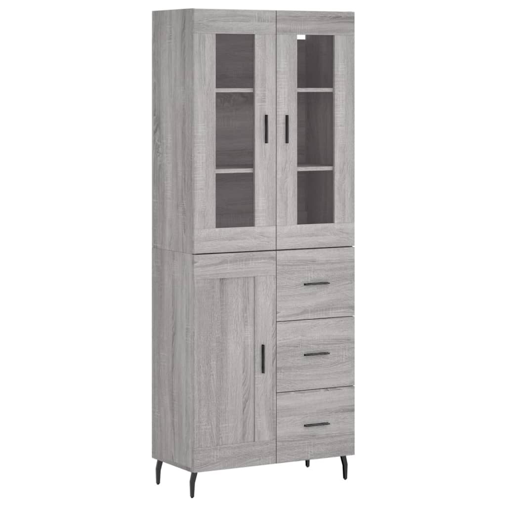 vidaXL Aparador alto madera contrachapada gris sonoma 69,5x34x180 cm