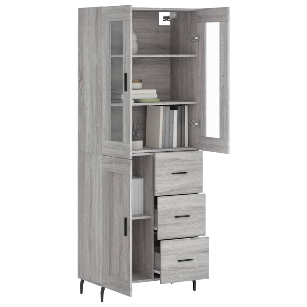 vidaXL Aparador alto madera contrachapada gris sonoma 69,5x34x180 cm