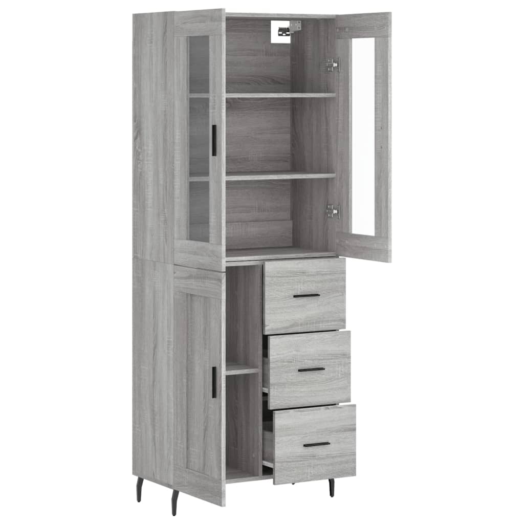 vidaXL Aparador alto madera contrachapada gris sonoma 69,5x34x180 cm