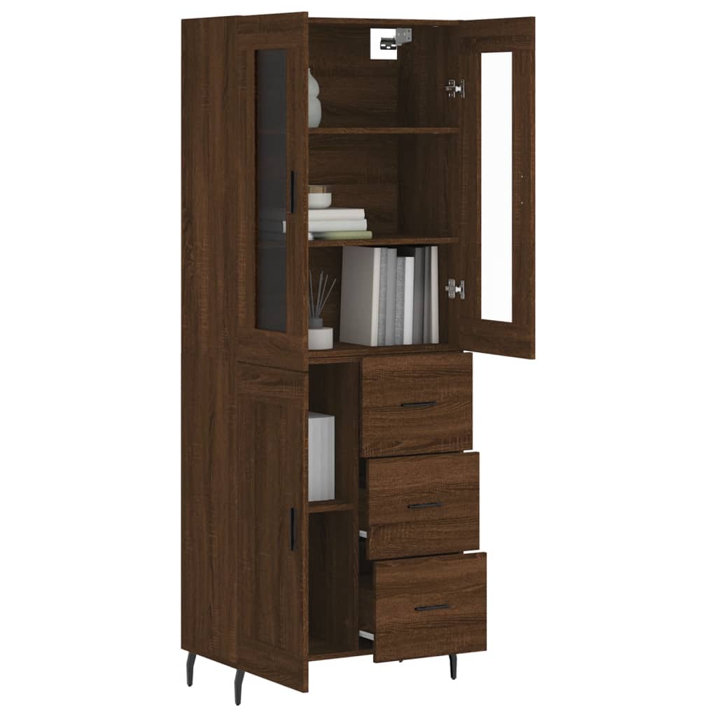 vidaXL Aparador alto madera contrachapada marrón roble 69,5x34x180 cm