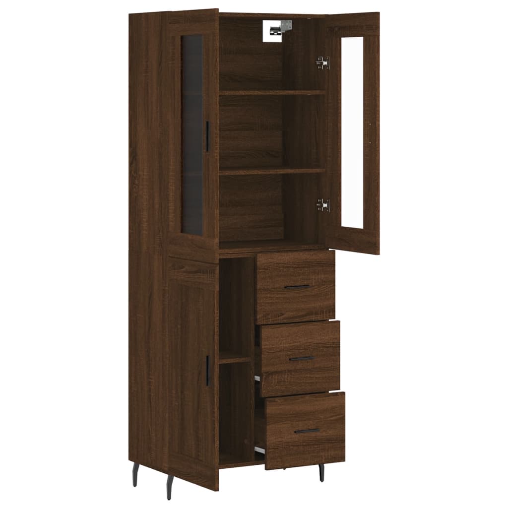 vidaXL Aparador alto madera contrachapada marrón roble 69,5x34x180 cm