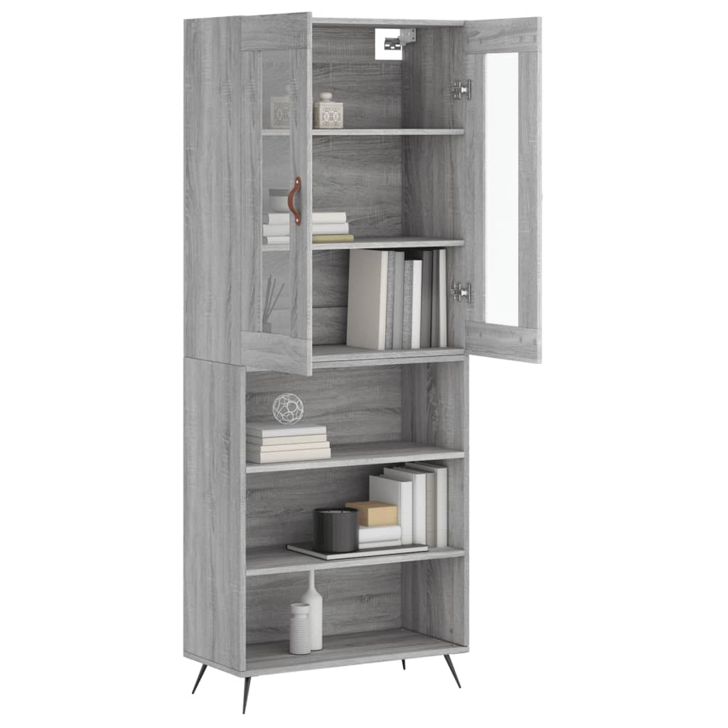 vidaXL Aparador alto madera contrachapada gris sonoma 69,5x34x180 cm