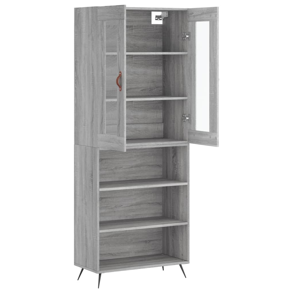 vidaXL Aparador alto madera contrachapada gris sonoma 69,5x34x180 cm