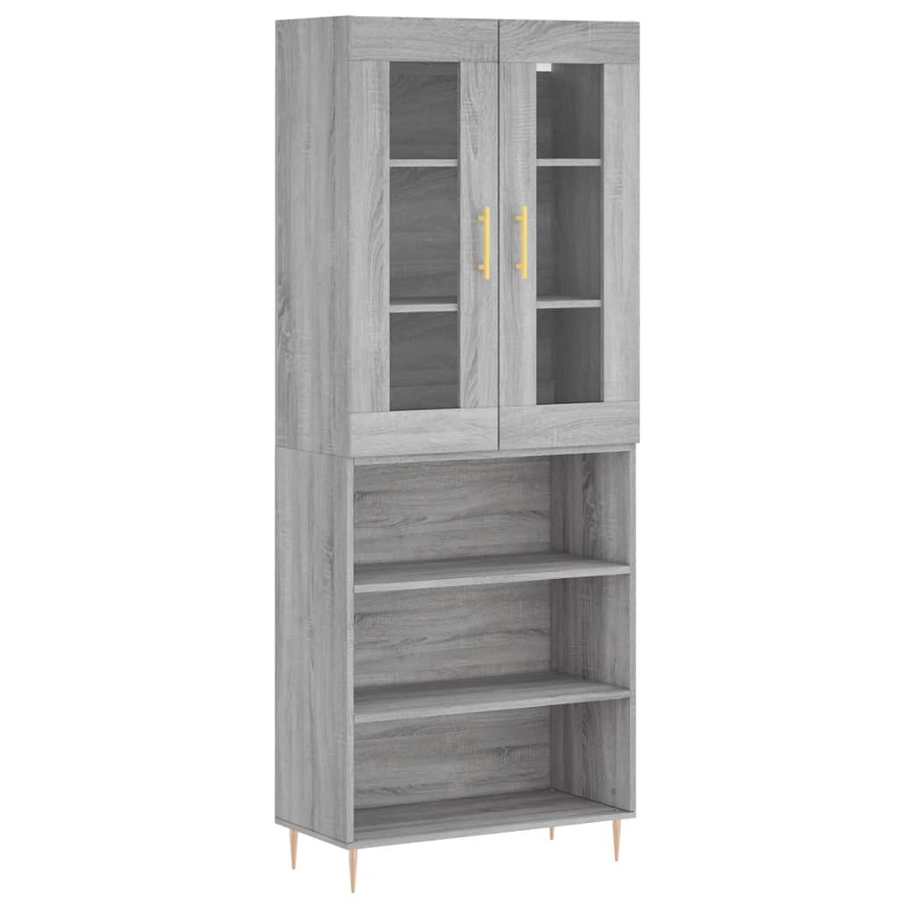 vidaXL Aparador alto madera contrachapada gris sonoma 69,5x34x180 cm