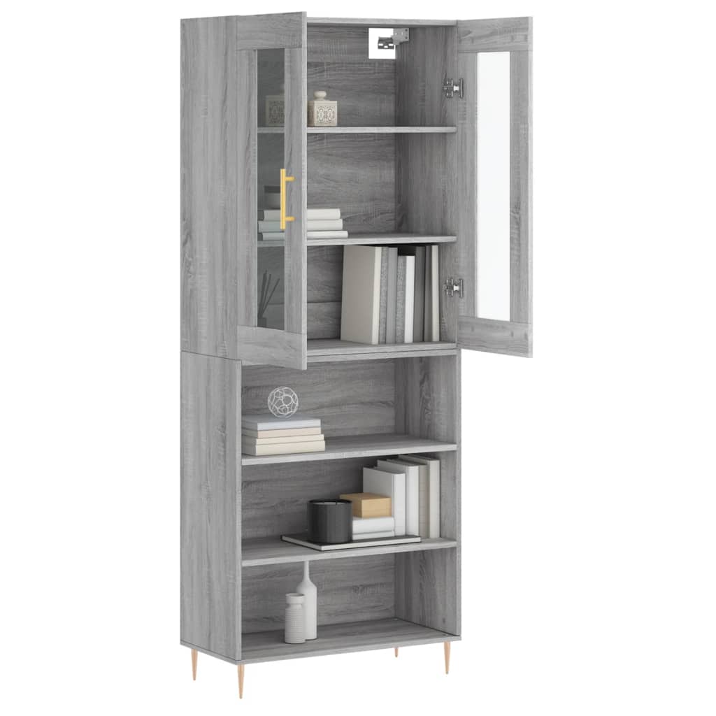 vidaXL Aparador alto madera contrachapada gris sonoma 69,5x34x180 cm