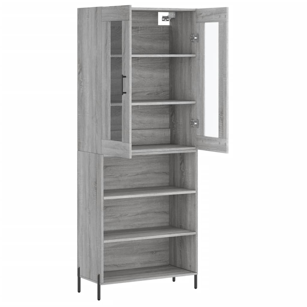 vidaXL Aparador alto madera contrachapada gris sonoma 69,5x34x180 cm