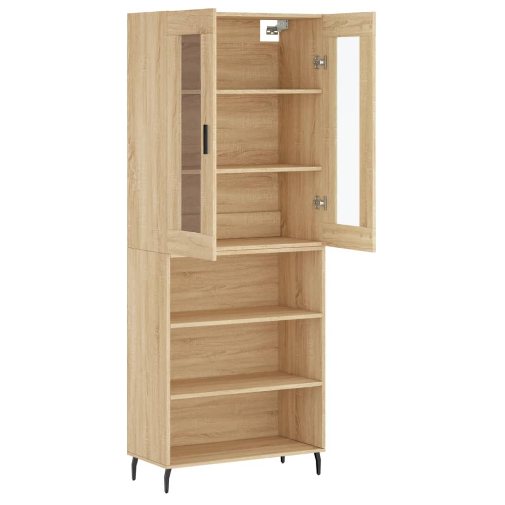 vidaXL Aparador alto madera contrachapada color roble 69,5x34x180 cm