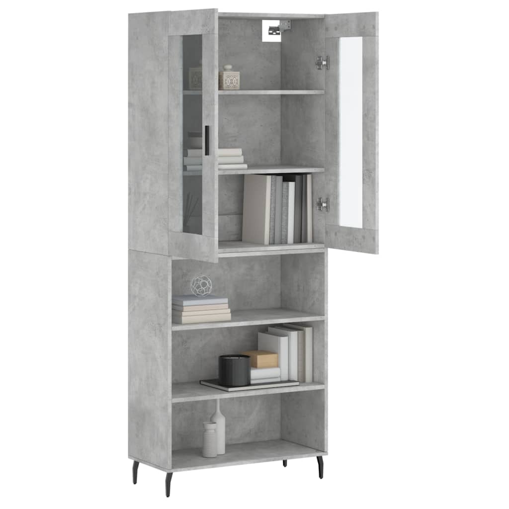 vidaXL Aparador alto madera contrachapada gris hormigón 69,5x34x180 cm