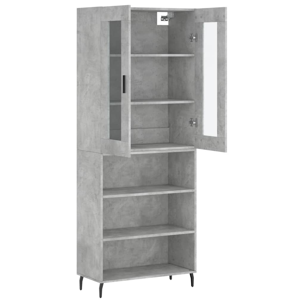 vidaXL Aparador alto madera contrachapada gris hormigón 69,5x34x180 cm