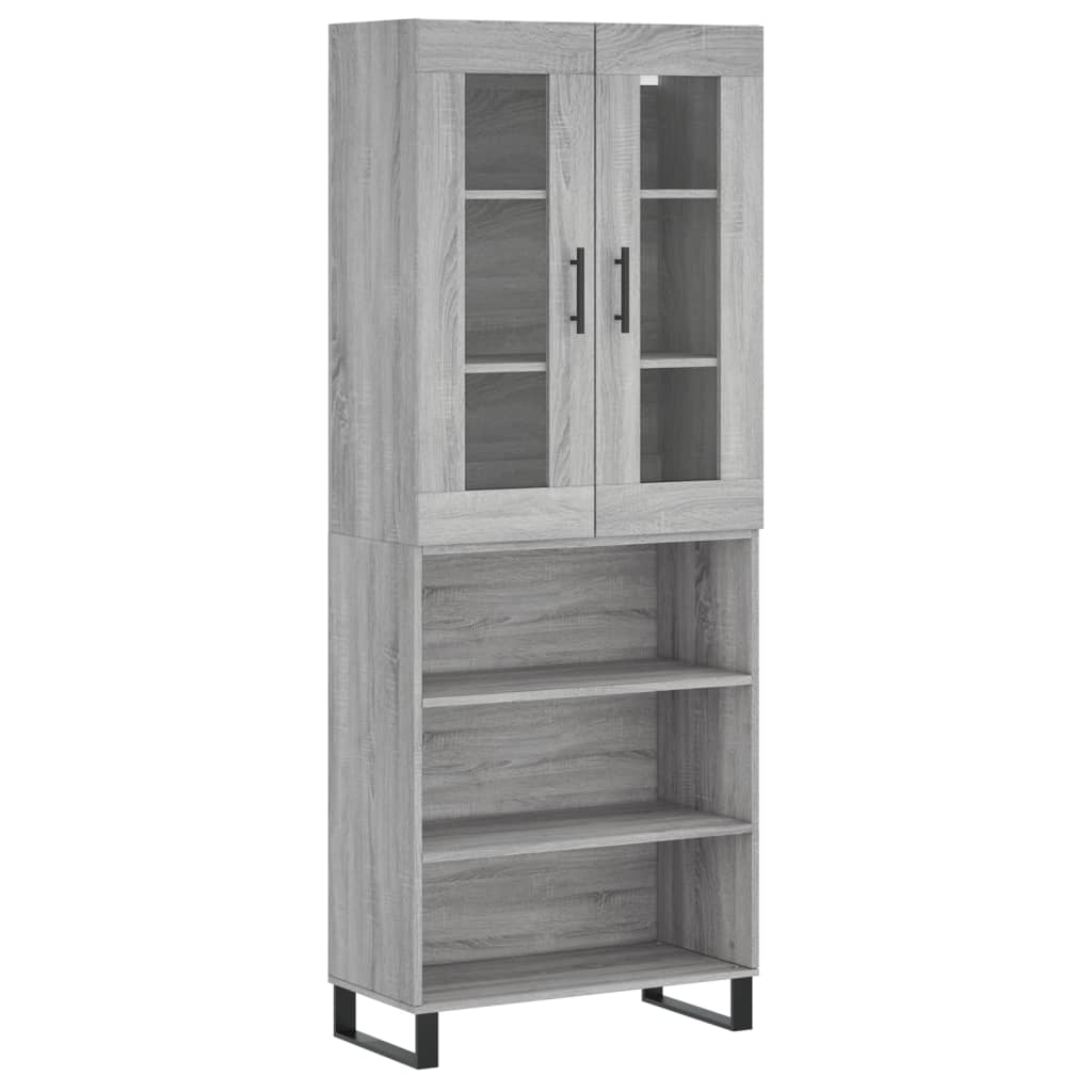 vidaXL Aparador alto madera contrachapada gris sonoma 69,5x34x180 cm