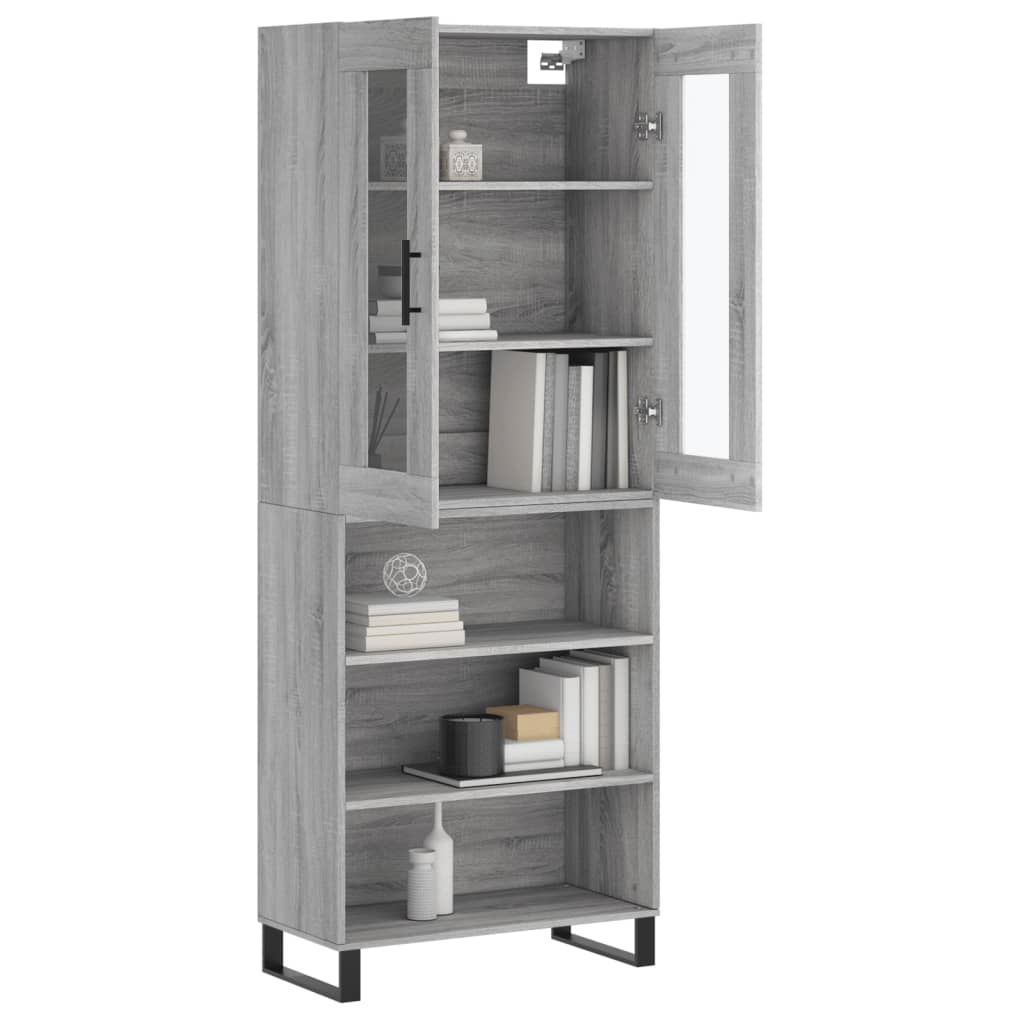 vidaXL Aparador alto madera contrachapada gris sonoma 69,5x34x180 cm