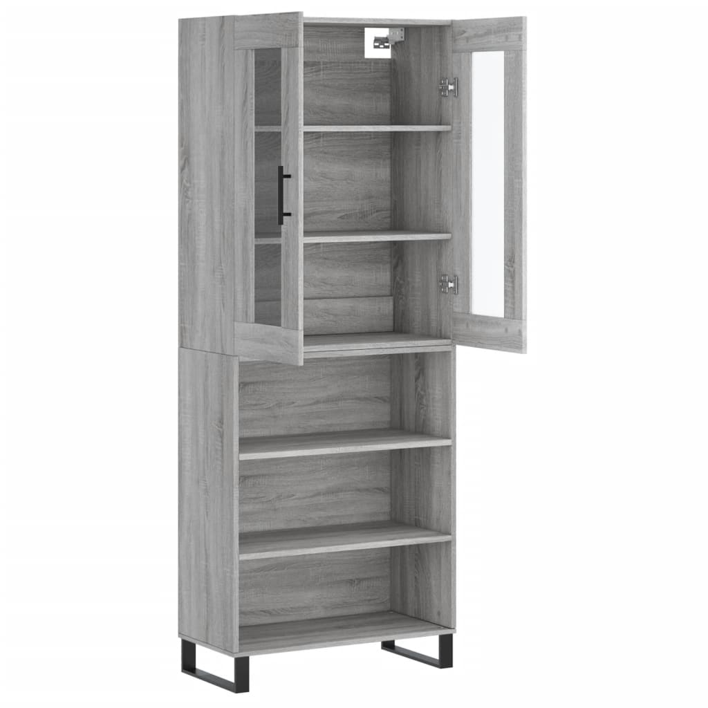 vidaXL Aparador alto madera contrachapada gris sonoma 69,5x34x180 cm