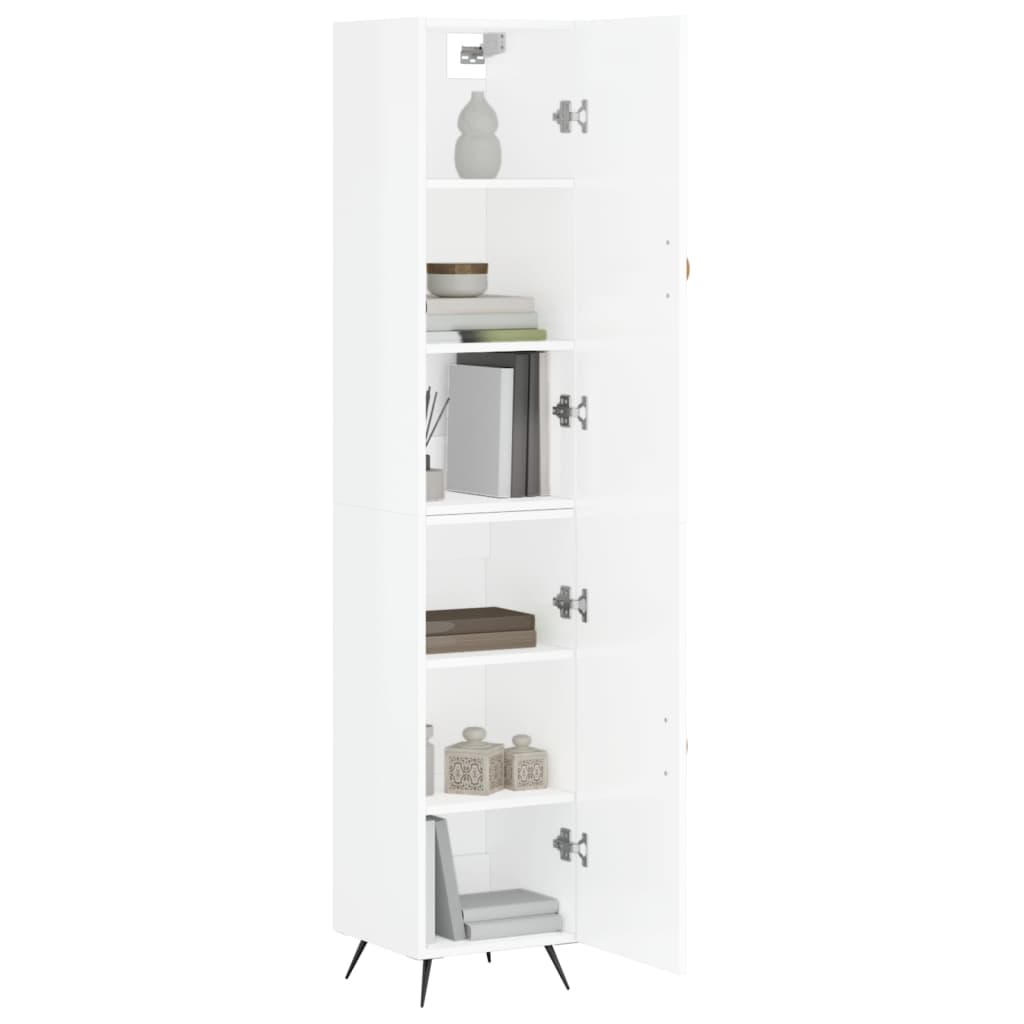 vidaXL Aparador alto madera contrachapada blanco brillo 34,5x34x180 cm