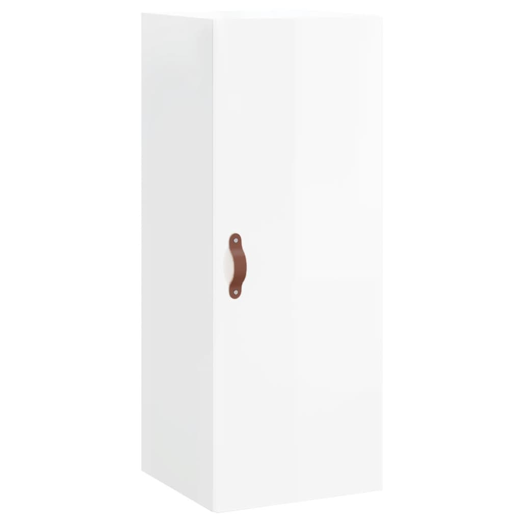 vidaXL Aparador alto madera contrachapada blanco brillo 34,5x34x180 cm