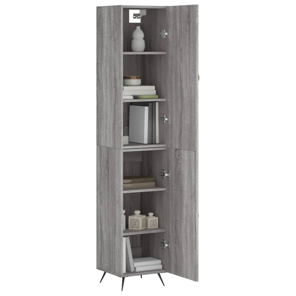 vidaXL Aparador alto madera contrachapada gris Sonoma 34,5x34x180 cm