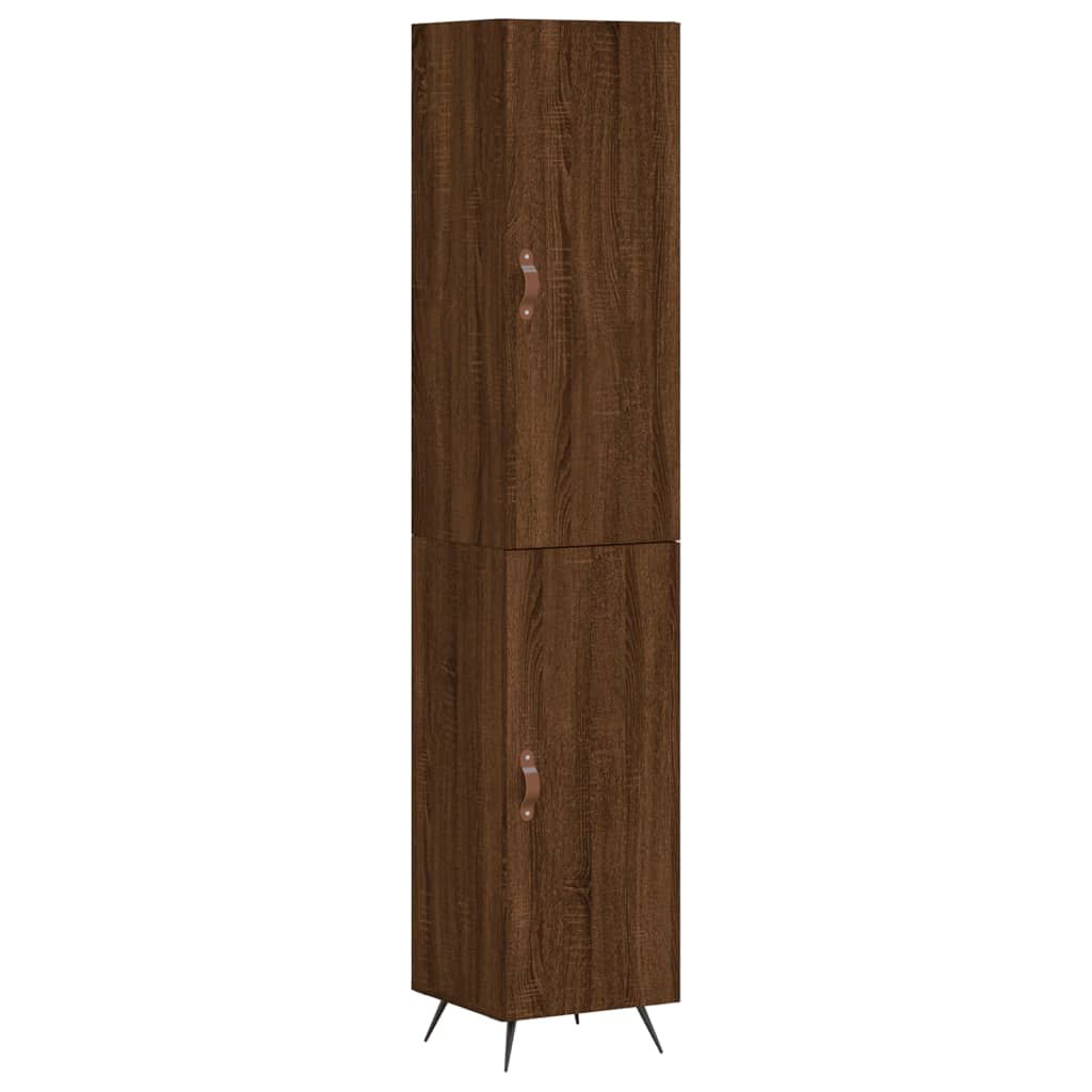 vidaXL Aparador alto madera contrachapada roble marrón 34,5x34x180 cm