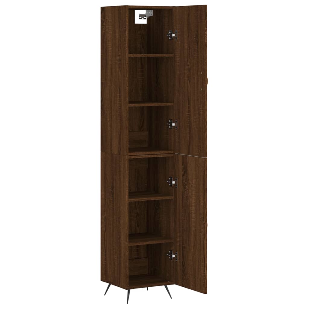 vidaXL Aparador alto madera contrachapada roble marrón 34,5x34x180 cm