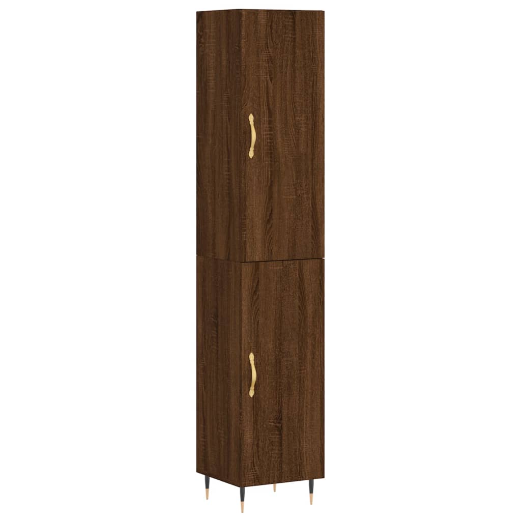 vidaXL Aparador alto madera contrachapada roble marrón 34,5x34x180 cm