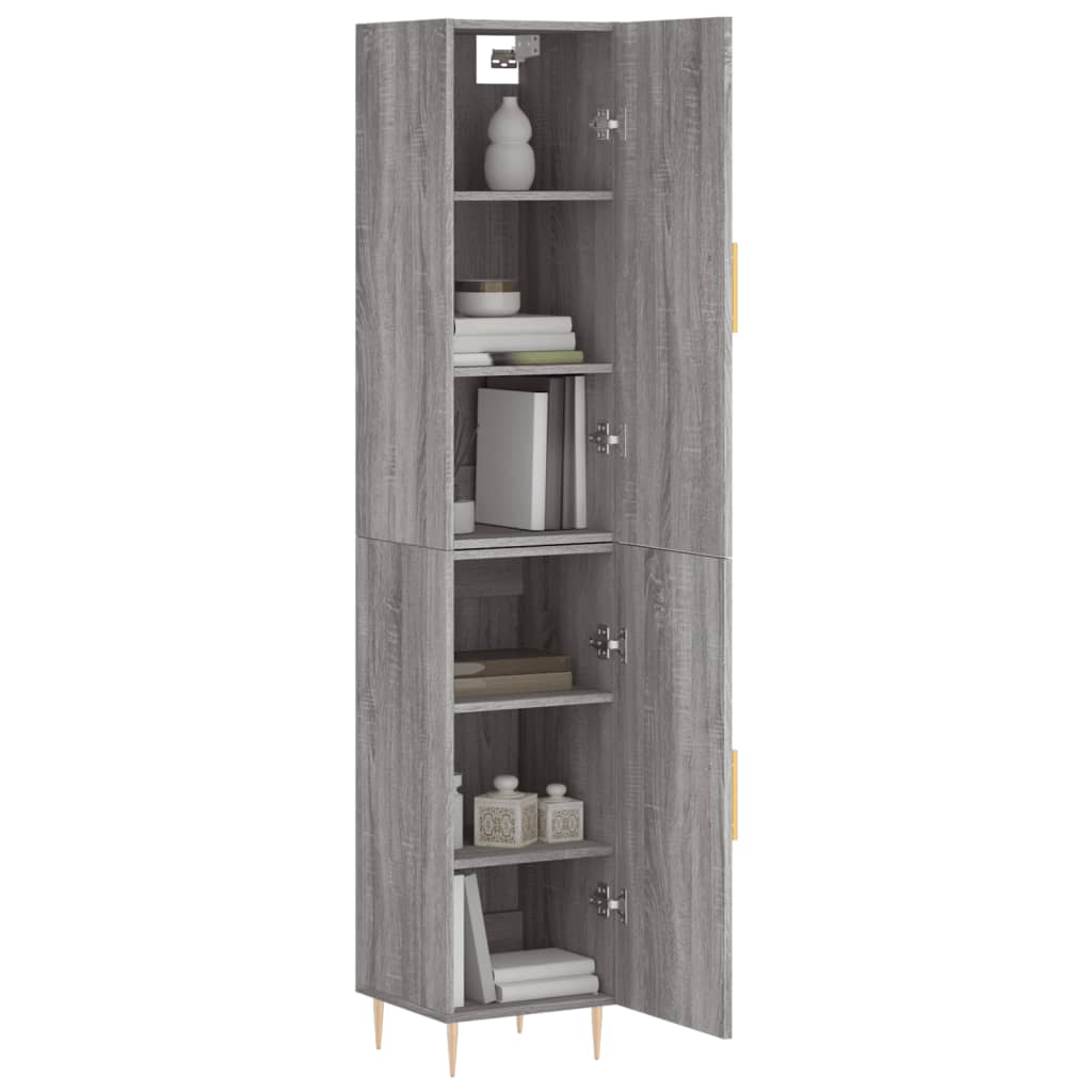 vidaXL Aparador alto madera contrachapada gris Sonoma 34,5x34x180 cm