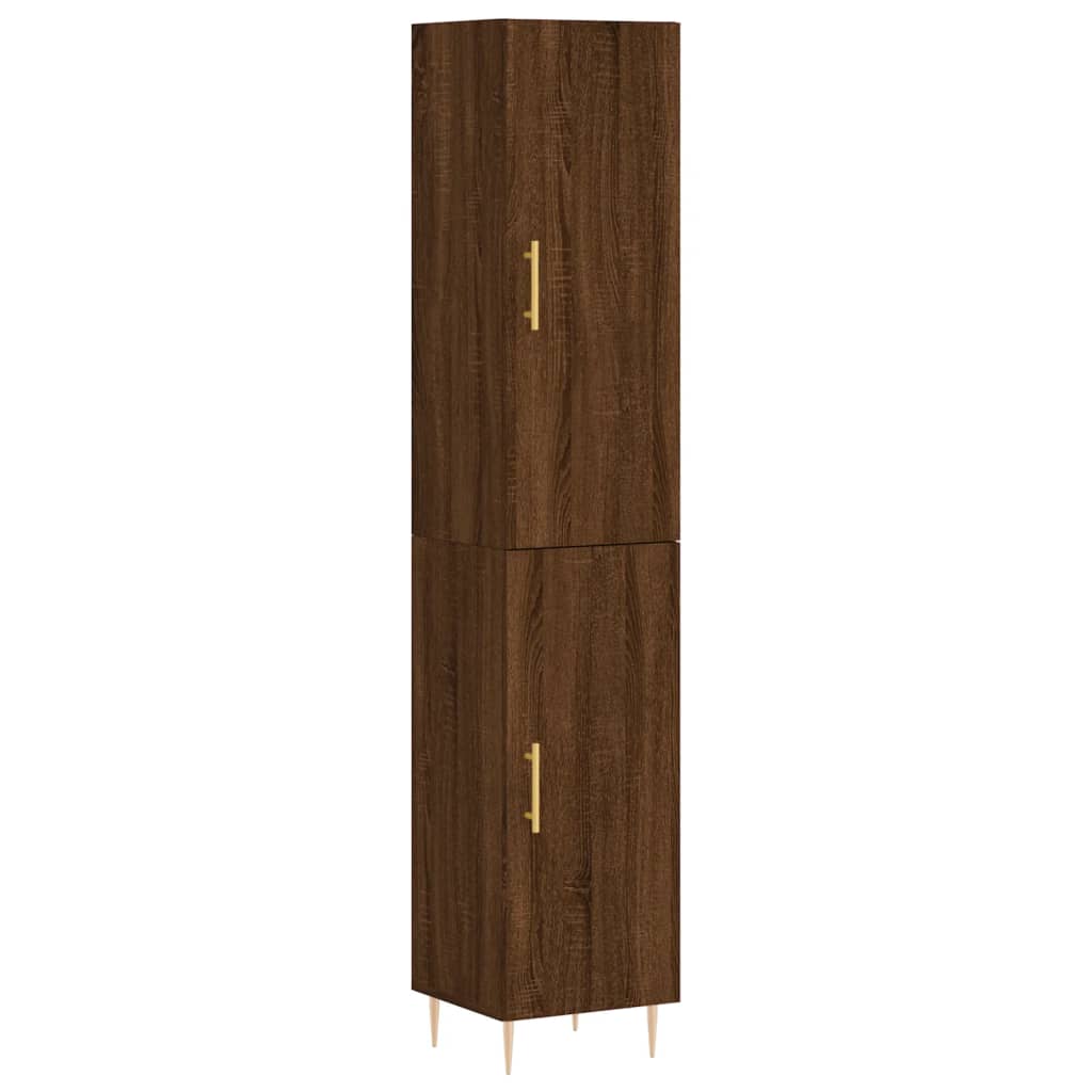 vidaXL Aparador alto madera contrachapada roble marrón 34,5x34x180 cm