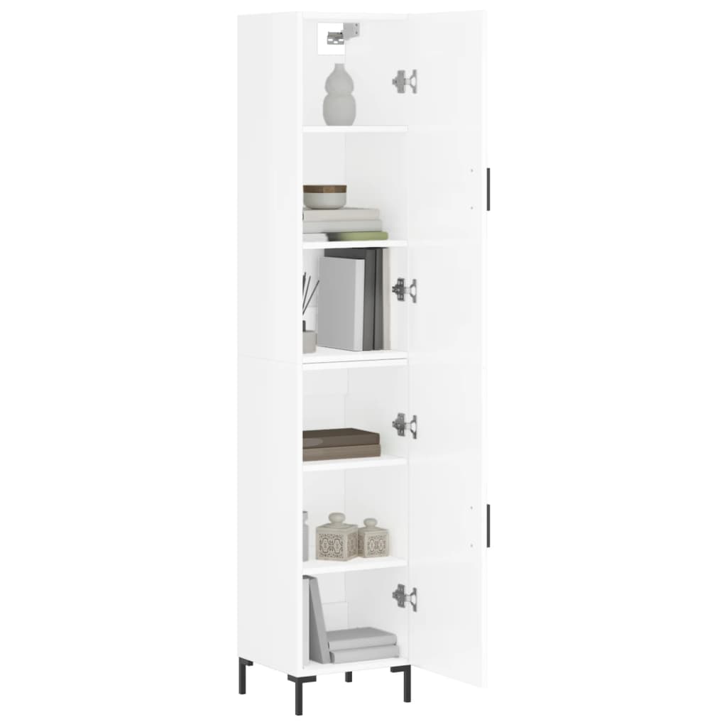 vidaXL Aparador alto madera contrachapada blanco brillo 34,5x34x180 cm