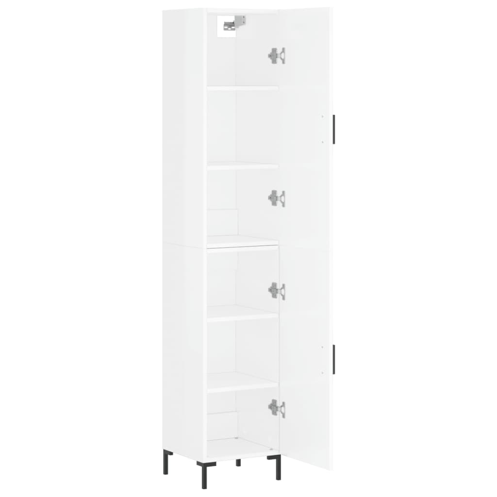 vidaXL Aparador alto madera contrachapada blanco brillo 34,5x34x180 cm