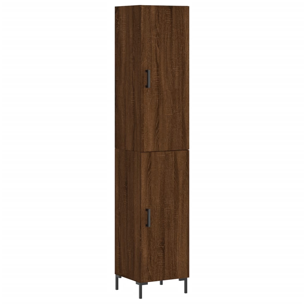 vidaXL Aparador alto madera contrachapada roble marrón 34,5x34x180 cm