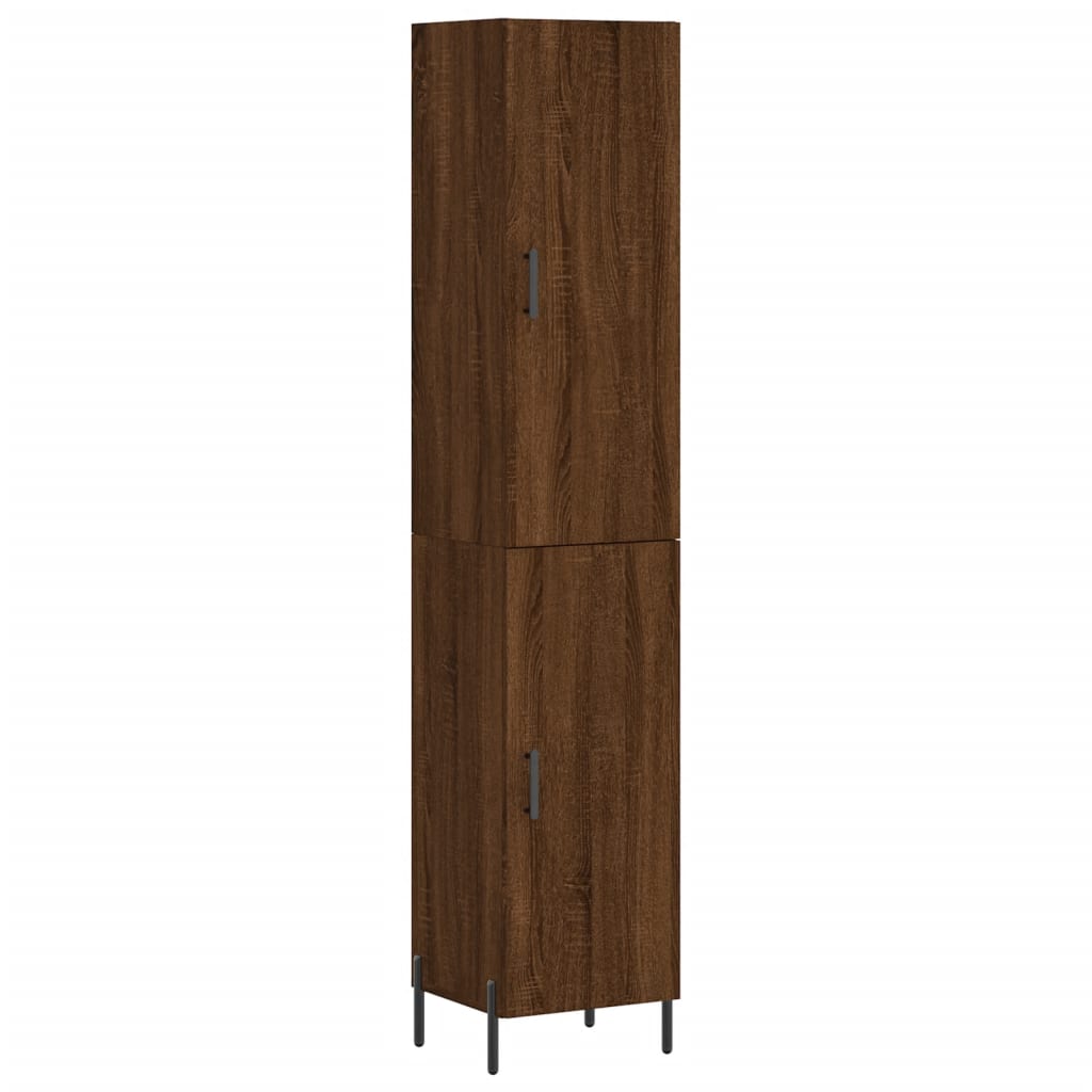 vidaXL Aparador alto madera contrachapada roble marrón 34,5x34x180 cm