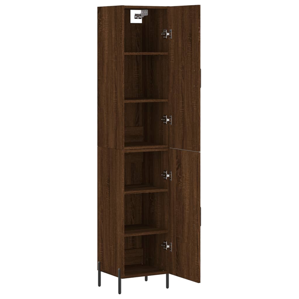 vidaXL Aparador alto madera contrachapada roble marrón 34,5x34x180 cm