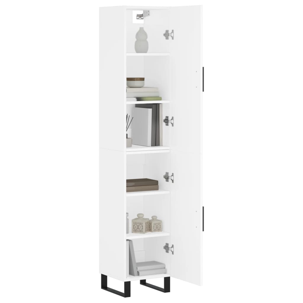 vidaXL Aparador alto madera contrachapada blanco 34,5x34x180 cm