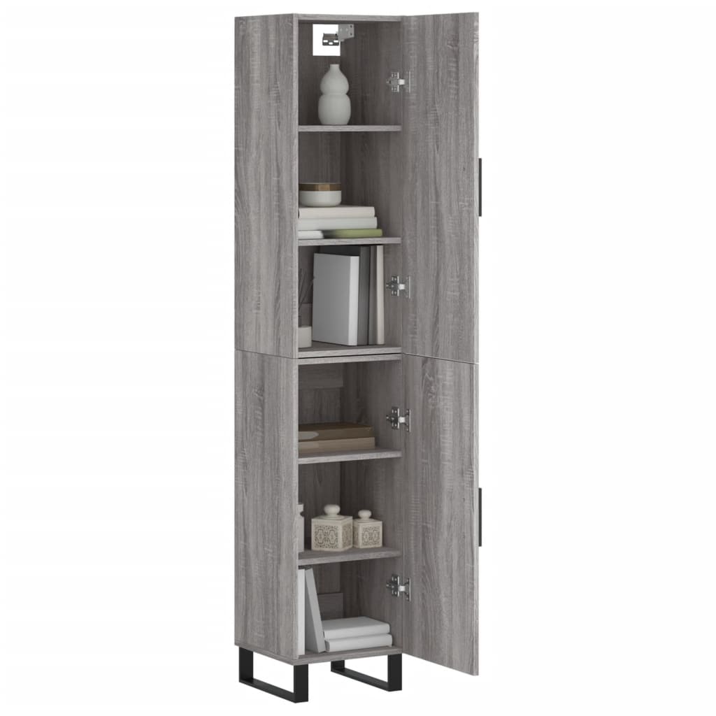 vidaXL Aparador alto madera contrachapada gris Sonoma 34,5x34x180 cm