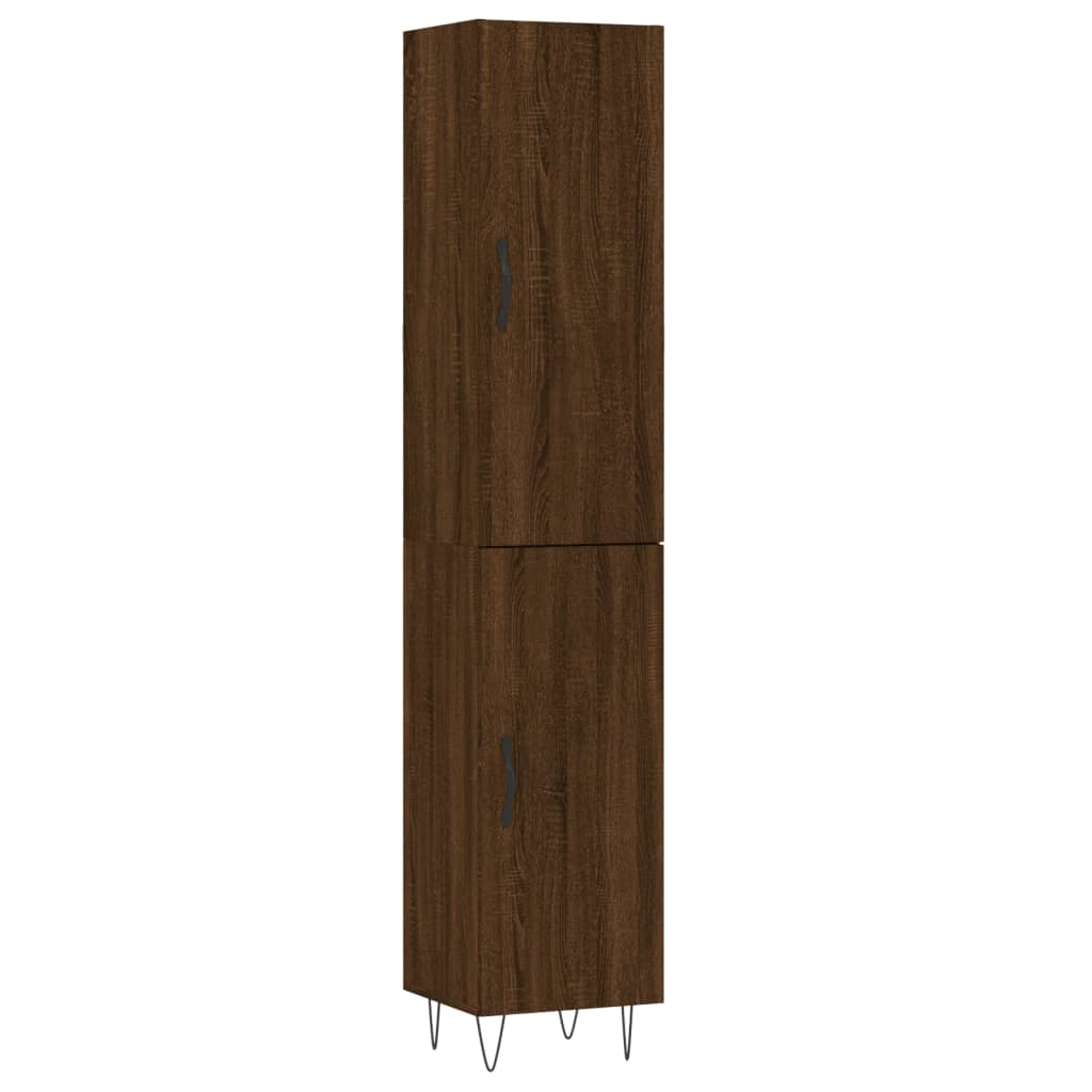 vidaXL Aparador alto madera contrachapada roble marrón 34,5x34x180 cm