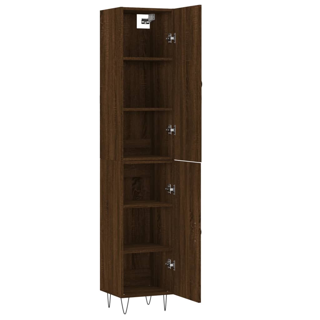 vidaXL Aparador alto madera contrachapada roble marrón 34,5x34x180 cm