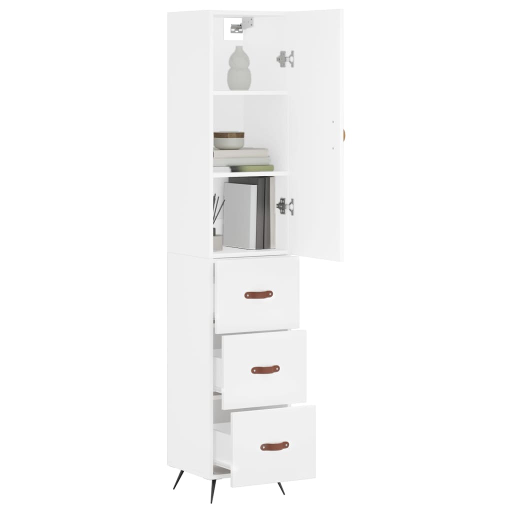 vidaXL Aparador alto madera contrachapada blanco 34,5x34x180 cm