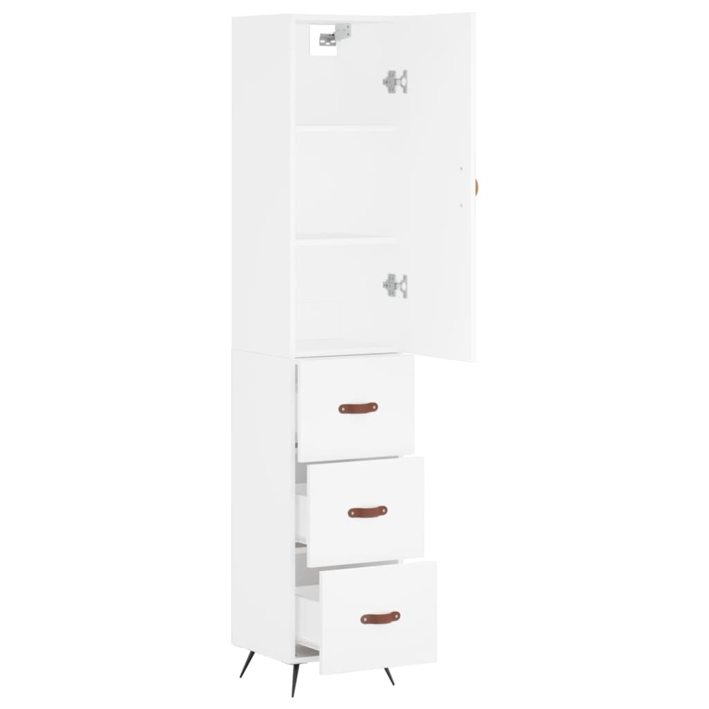 vidaXL Aparador alto madera contrachapada blanco 34,5x34x180 cm